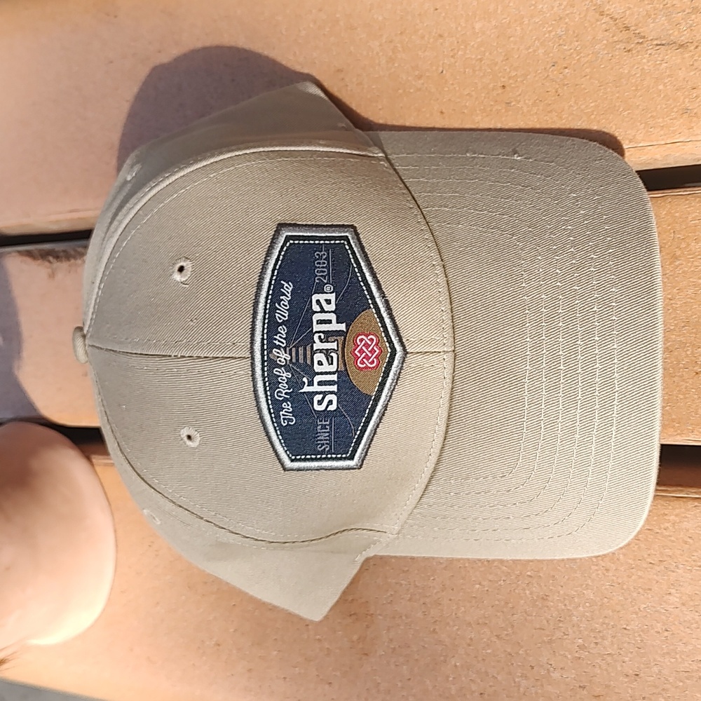 Sherpa The Roof of the World Stitched Patch Snapback Hat Cap Beige